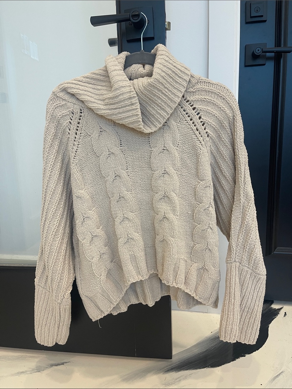 moon & madison Cream Cable Turtleneck Sweater